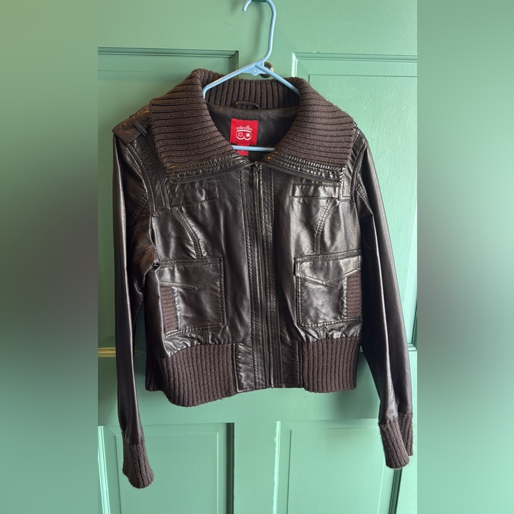 Collection B.  Faux Leather Bomber Coat size XL